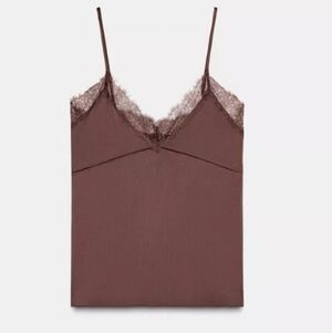 Zara Chocolate Lace Cami Top